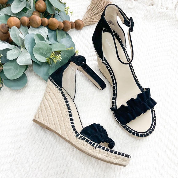 Marc Fisher Shoes - Marc Fischer | Ruched Suede Espadrille Wedges